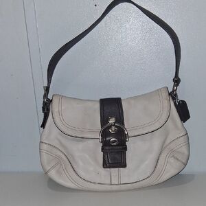 Elegant White and Black Women's Shoulder Bag
